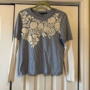 Anthropologie Pankaj & Nidhi Floral Long-Sleeve Tee